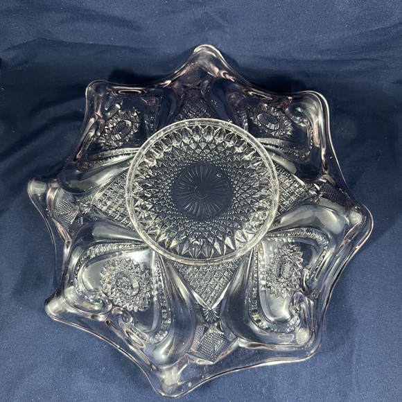 Vintage EAPG Imperial Heart Ruffled Bowl Purple Ornate Elegant Cut Glass Decor - Picture 6 of 6